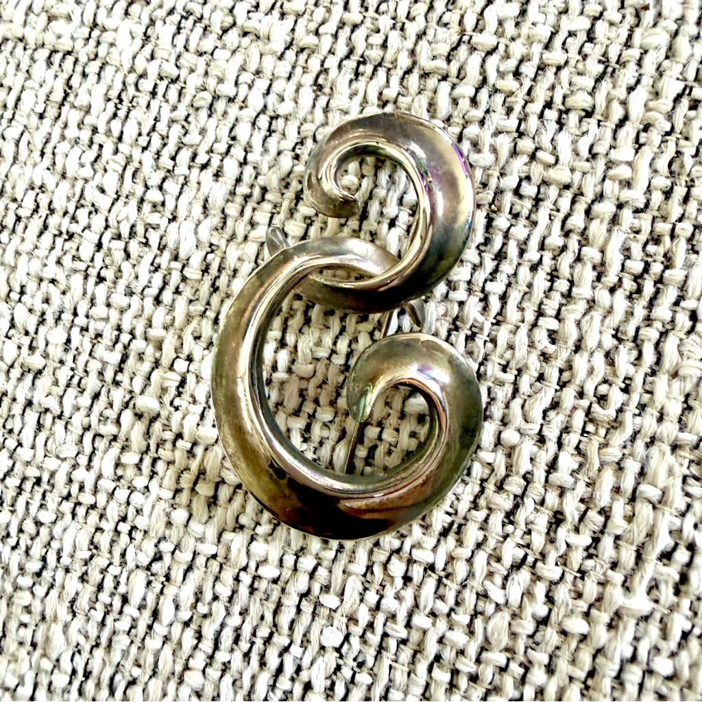 Signed Sterling Silver Music Note Brooch